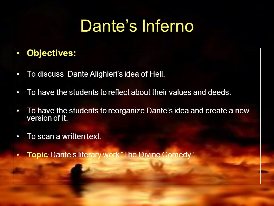 DANTE S INFERNO English Teaching Activity designed to support the Language Literature class